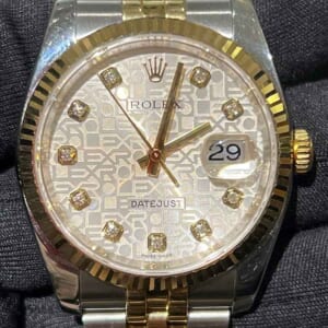 ロレックス デイトジャスト 41mm シルバー/コンピューター文字盤 10Pダイヤモンド SS/K18イエローゴールド 116233G G番