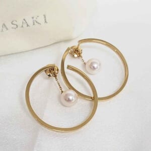 タサキ キネティック ピアス K18イエローゴールド/あこや真珠 E-4146