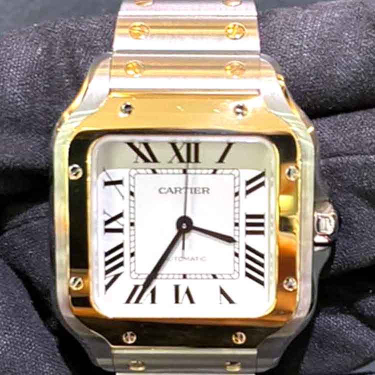 カルティエ サントス ドゥ カルティエMM 35.1mm シルバー K18イエローゴールド/SS W2SA0016
