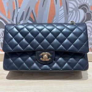 シャネル マトラッセ25 Wフラップ チェーンショルダーバッグ ブラック ラムスキン ゴールド金具 A01112 ランダム