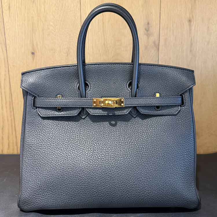 エルメス バーキン25 黒 トゴ ゴールド金具 X刻印