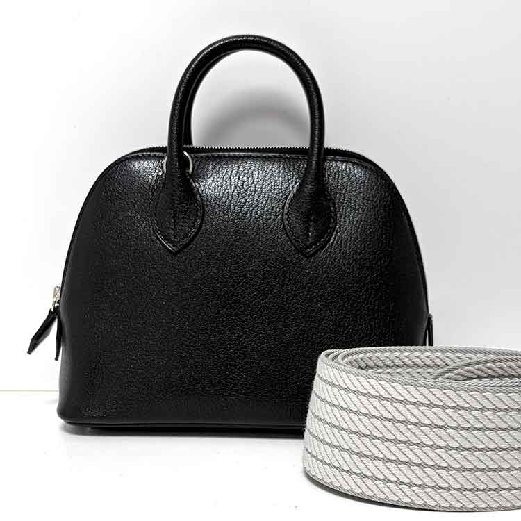 エルメス ボリード1923ミニ サングル コルダージュ 黒 シェブルミゾル シルバー金具 K刻印