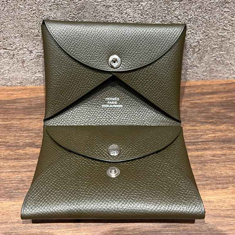 エルメス カルヴィ デュオ ヴェールロデン エプソン シルバー金具 K刻印