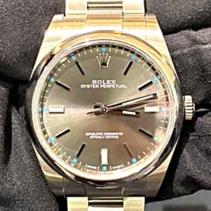 ロレックス オイスター パーペチュアル 39mm ダークロジウーム SS 114300